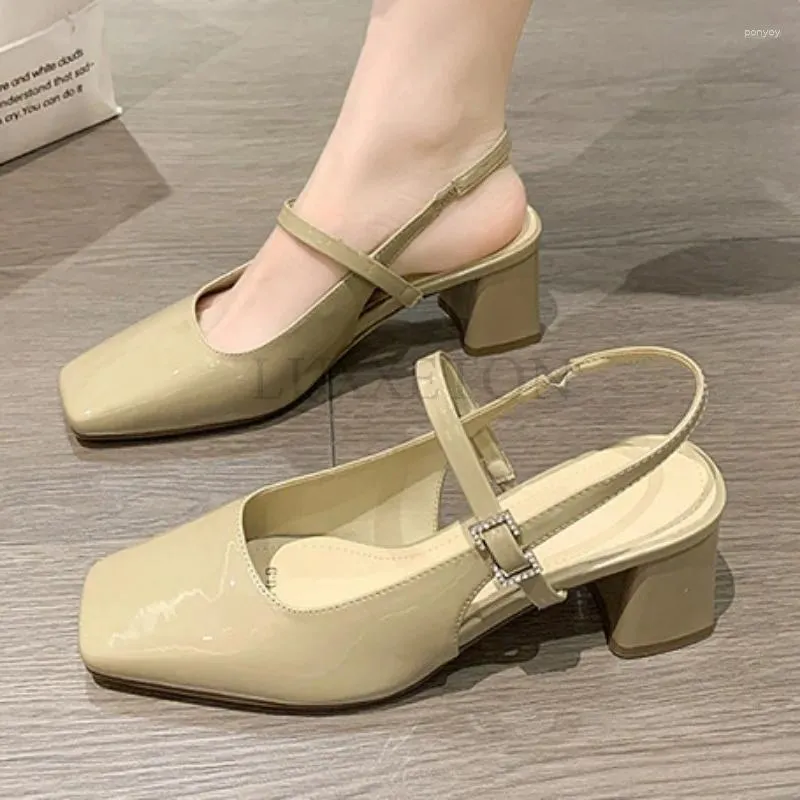 Sandals Mary Jane High Heel With Diamond Square Buckle Head And Skirt Style Women Shoes Fashionable Versatile Lolita 35-39