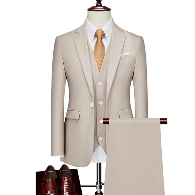Jackets 2023 Fashion New Men Casual Boutique Slim One Button Solid Color Business Wedding Suit 3 Pcs Set Dress Blazers Jacket Pants Vest