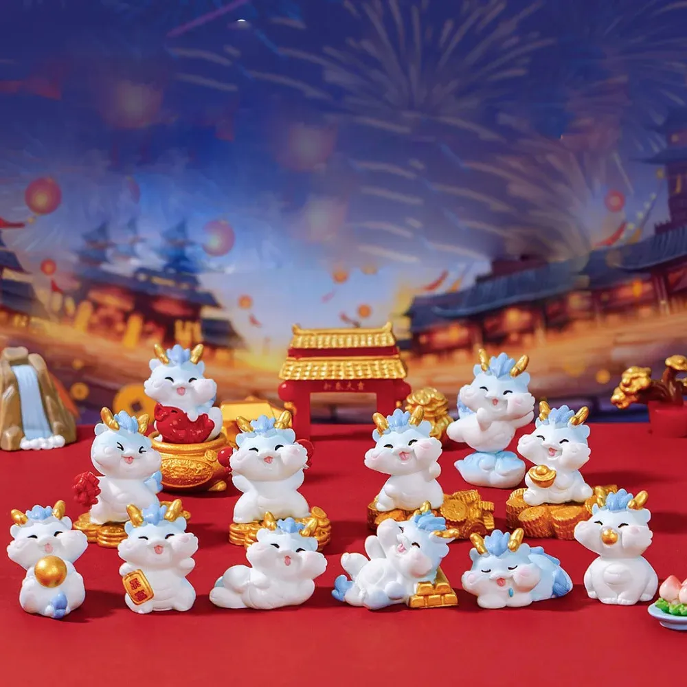 Dragon Ornaments Micro Krajobraz Nowy Rok Śliczne smocze chin-chyckie lalki ręcznie robione akcesoria chińskie zodiak