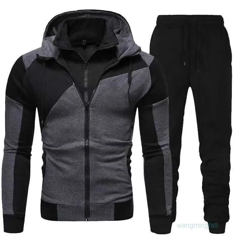 2024 Designer's New Sports SuitNew Ozon Hommes Personnalisé Splice Double Couche Zipper Sweat À Capuche Taille Européenne Mode Casual Exercice Ensemble pour