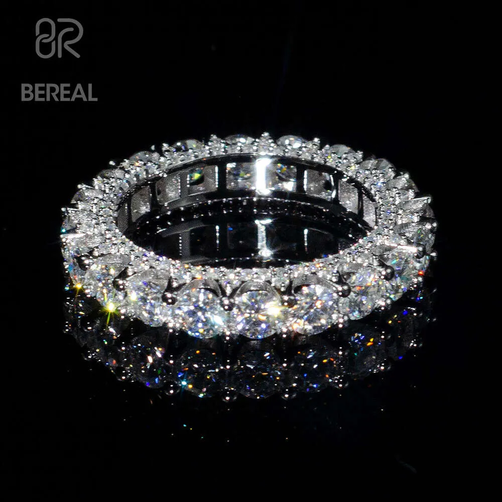 Vrai réel 10k 14k 18k 18K Gold Solid Moisanite Eternity Engagement Band Ring Iced Out VVS Lab Grown Diamond Wedding