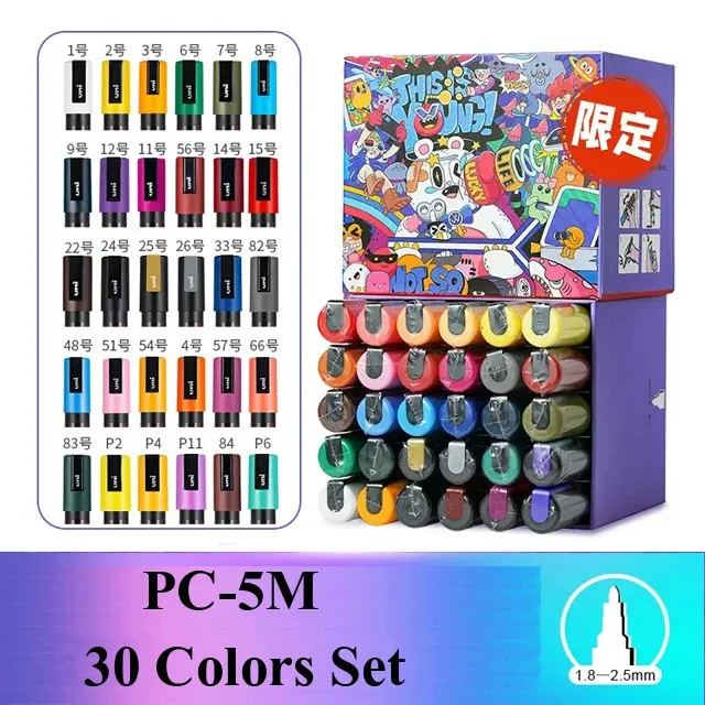 Uni Posca PC-7M Marker – 15 Farben, Große Kugelspitze 4,5–5,5 Mm, Für Fast Alle Oberflächen