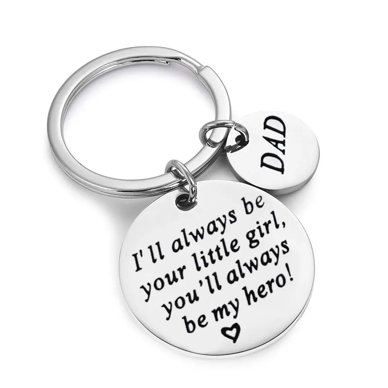 Porte-clés pour femmes et hommes, lettre I'll Aways Be Your Little Girl, en acier inoxydable, cadeau d'anniversaire pour père, Souvenir, vente en gros