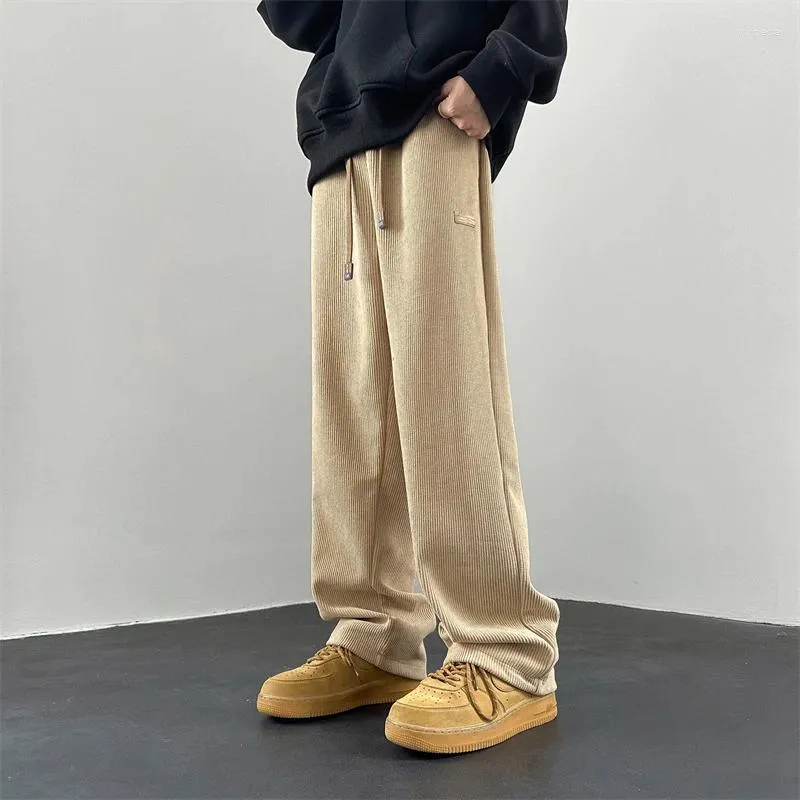 Pantalons pour hommes Automne Corduroy Hommes Mode Solide Couleur Rétro Casual Streetwear Lâche Droite Hommes Vintage Pantalon M-2XL