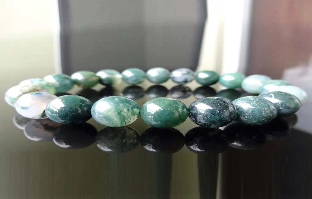 MG1123 10 mm Genuine Green Moss Agate Bead Bracelet for Men New Simple Design Gemstone Bracelet for Men3216639