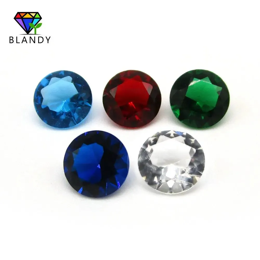 Colliers prix de gros 1.0 ~ 12mm, perles de verre vertes rondes en vrac rouge/bleu de mer/bleu, pierres précieuses synthétiques pour bijoux à bricoler soi-même
