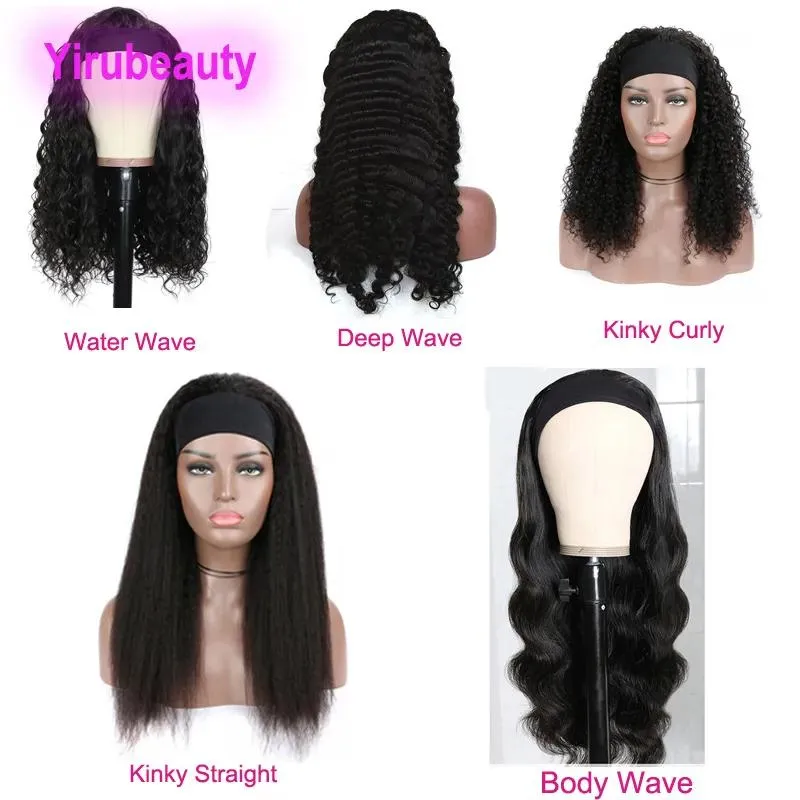 Wigs Headband Wig Human Hair 1032inch Brazilian Kinky Curly Deep Wave Body Wave Yaki 100% Human Hair Capless Wigs FullMechanism Natur