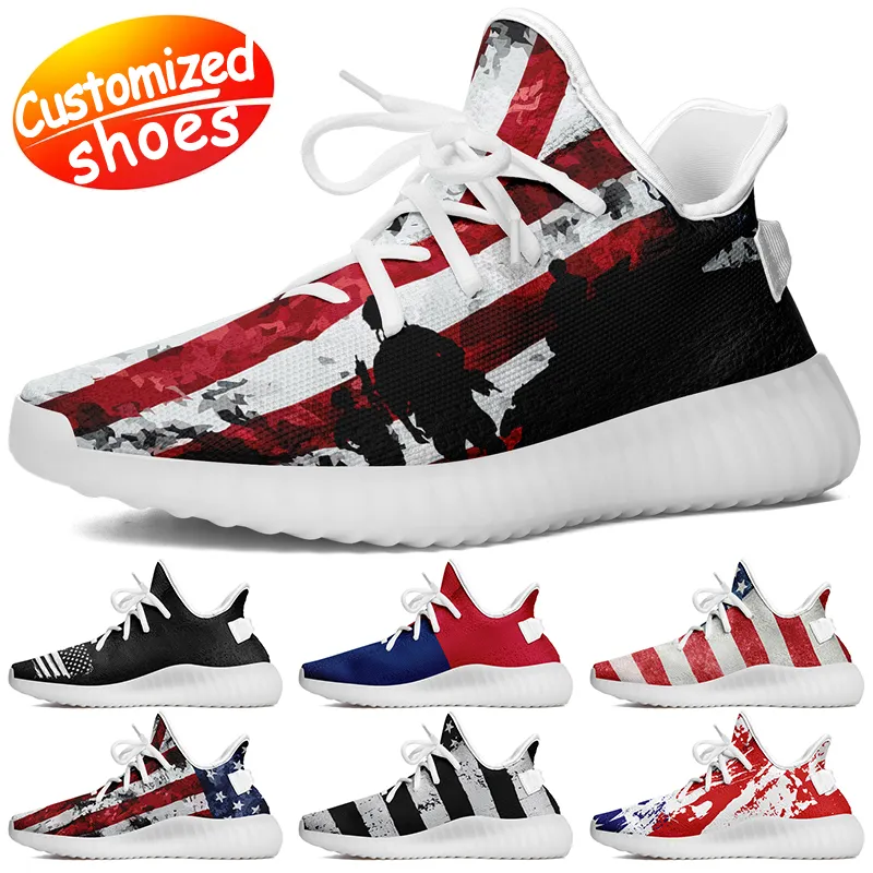 Customized shoes running shoes star lovers diy shoes Retro casual shoes men women shoes outdoor sneaker the Stars and the Stripes red black big size eur 35-48