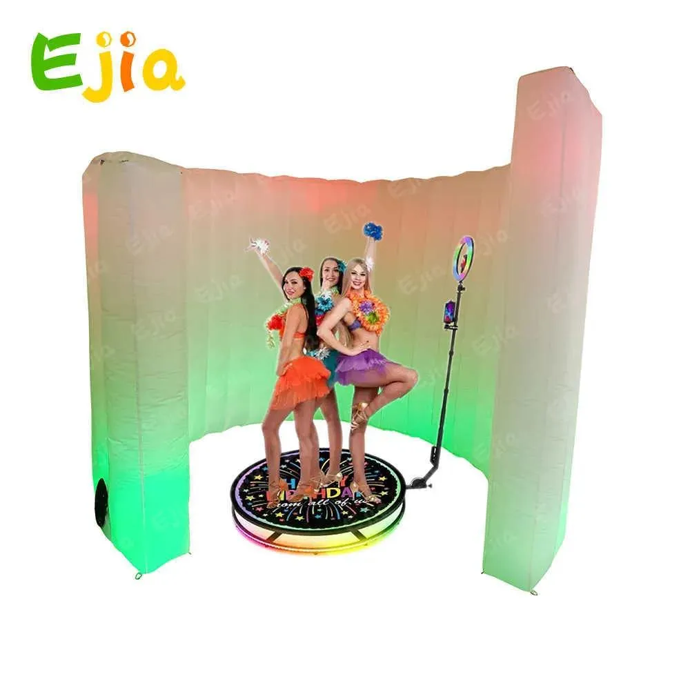 Swings 360 Photo Booth Enclosure Backdrop Portable LED RGB Party Inflatable Photo Booth For Party Rental