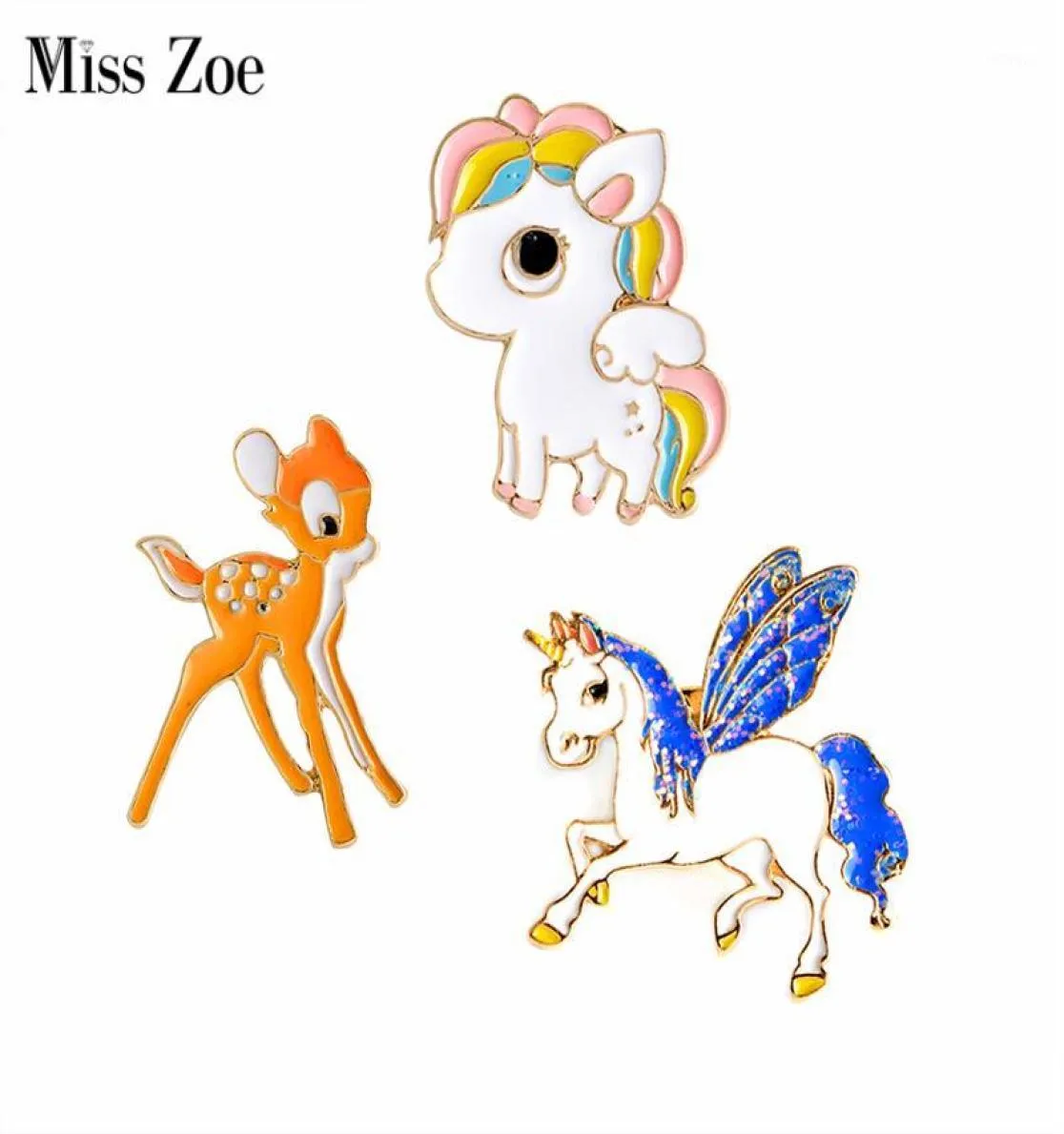 Pins Broches Miss Zoe Belle Petit Cheval Cerf Broche Bouton Broches Denim Vêtements Sac À Dos Pin Badge Dessin Animé Animal Bijoux Cadeau F19201461