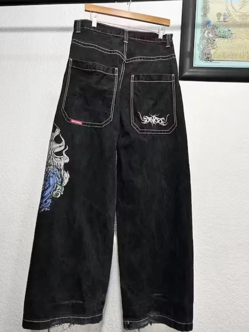 Y2K Streetwear Harajuku Hip Hop Retro Graphic Printing Baggy Men Women Jeans Trousers 240102