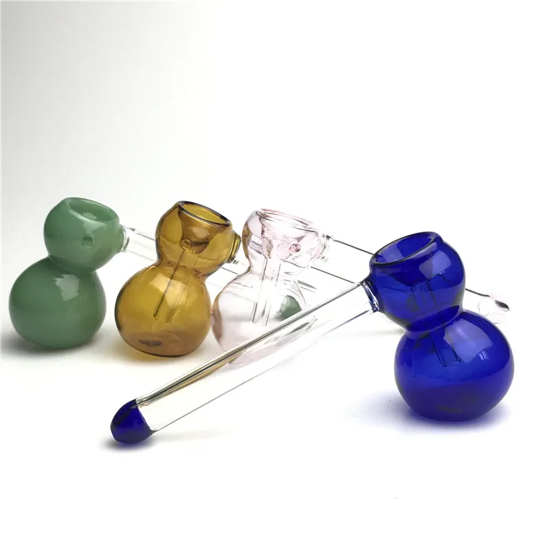 Glass Pipe Smoking Water Bong Ash Catcher with 5.5 Inch Thick Pyrex Colorful Glass Gourd Tobacco Hand Pipes