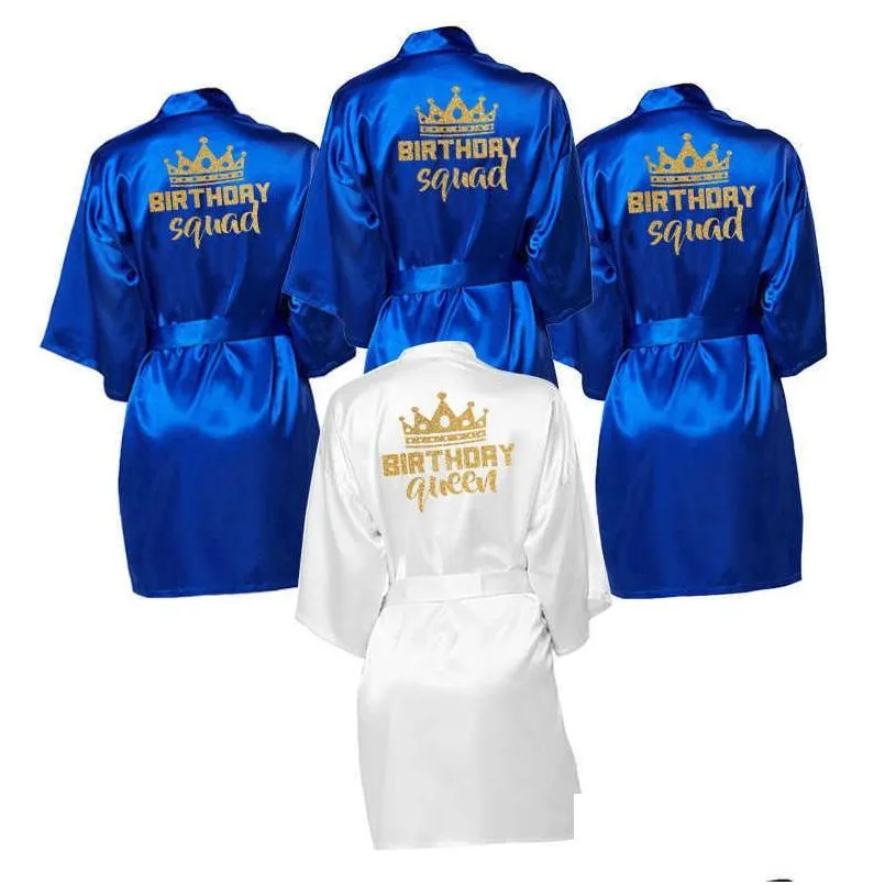 Accueil Vêtements Fête d'anniversaire Queen Squad Robes Satin Pyjamas Robe de chambre Robe de chambre personnalisée 210924 Drop Delivery Garden Wear Dhmpi