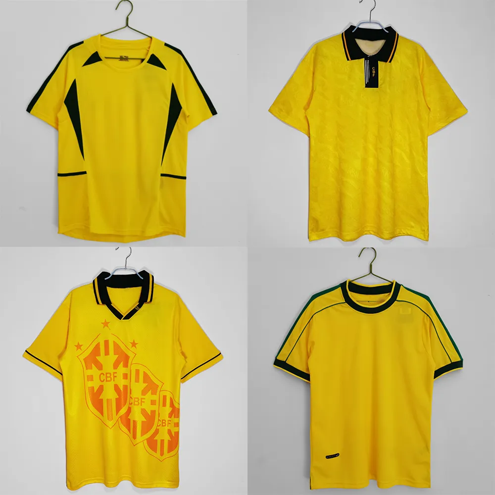 Brasil Jerseys Retro Jerseys Ronaldinho Vintage Jersey 2002 Soccer Jersey Football Maillot 1991 1993 1994 Football Shirt Short à manches 1998 T-shirt classique