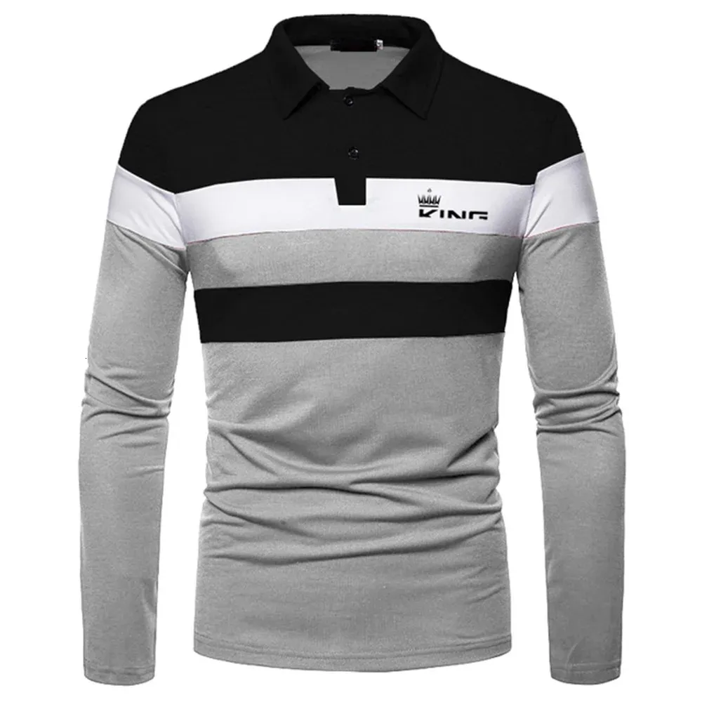 men's editing design Summer long -sleeved polyester Polo shirt men's slim is suitable for business leisure printing tops 240103