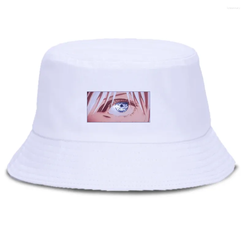 Berets Gojo Satoru Cool Eyes Manga Women's Summer Hat Hip Hop Sunscreen Men Fishing Hats Haruku Sunbonnet Bucket Cap Unisex