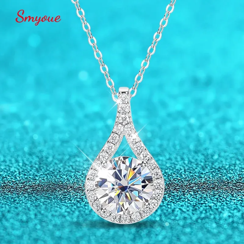 Smyoue 15ct قلادة حقيقية للنساء S925 Sterling Silver Jewelry Water Drop Drop Pendant Girls Gift 240102