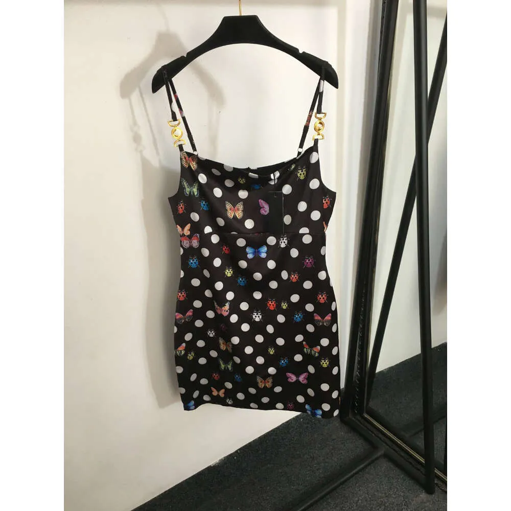 Women's Tanks & Camis Shenzhen Nanyou Fashionable Elegant Butterfly Wave Dot Printed Portrait Gold Shoulder Buckle Hanging Strap Dress