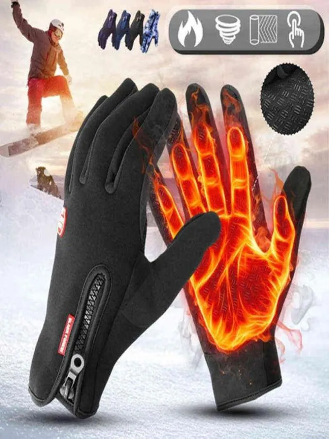 Gants d'hiver pour hommes écran tactile imperméable coupe-vent ski gants froids femmes 039s mode chaude Sports de plein air équitation fermeture éclair Glo T22213681