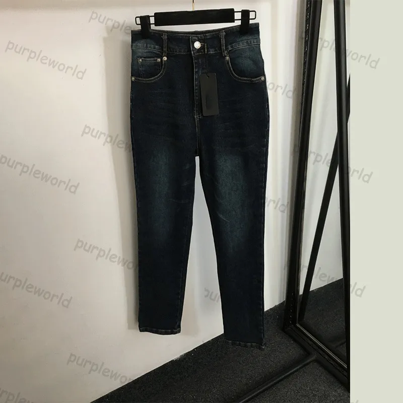 Kvinnor jeans mager denim byxor designer hög midja