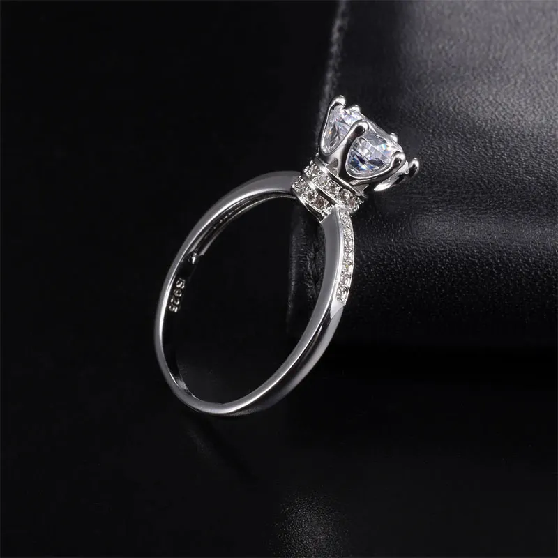 T GG Fashion 925 Silver Wedding Rings for Women Luxury 1.2Ct Birthstone CZ Förlovningsring Krona smycken Storlek 4-10