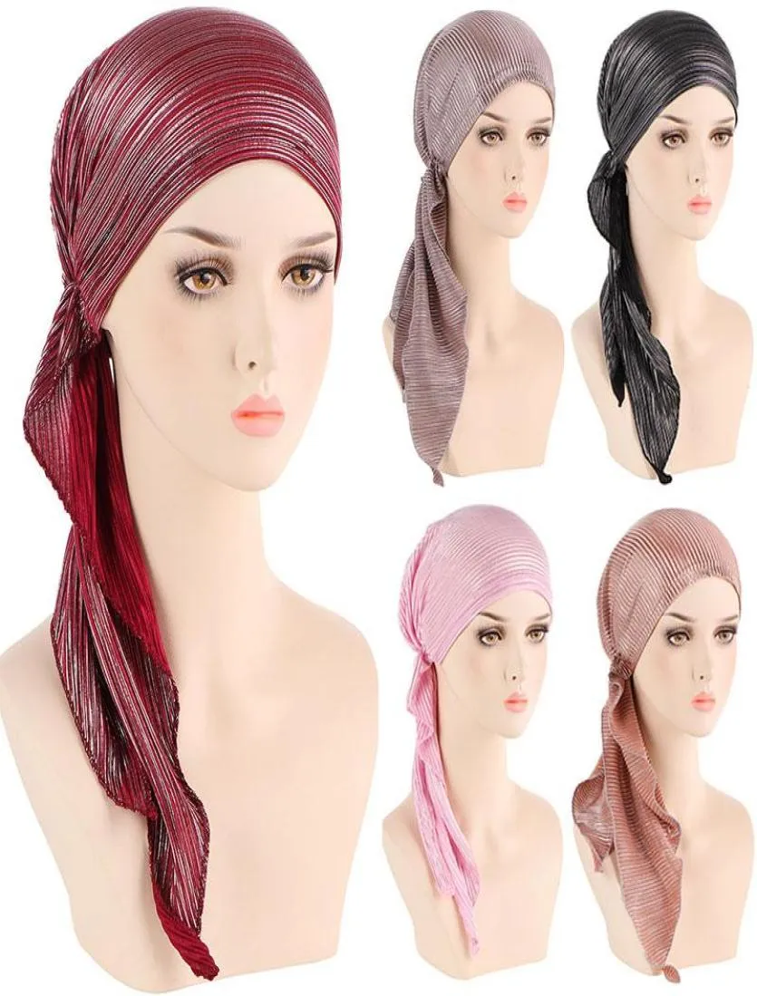 Foulards Femmes Musulmanes Doux Stretch Turban Chapeau PreTied Foulard Imprimé Dames Coton Cancer Chemo Cap Intérieur Hijabs Cheveux Accesso8345018