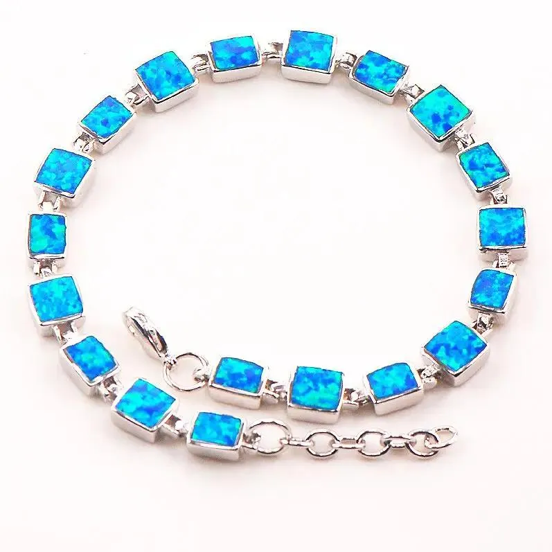 Bangle Blue Fire Opal 925 Sterling Srebrna bransoletka P88 8 "Darmowy statek Wysoka ilość cena Piękna biżuteria dla mężczyzn i kobiet
