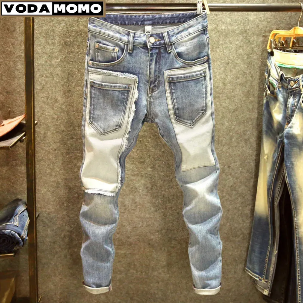 Männer Denim Jeans gerade getragen Loch Europa und Amerika klassische alte Hosen Pantalones Homme Y2K Streetwear Cargo 240102