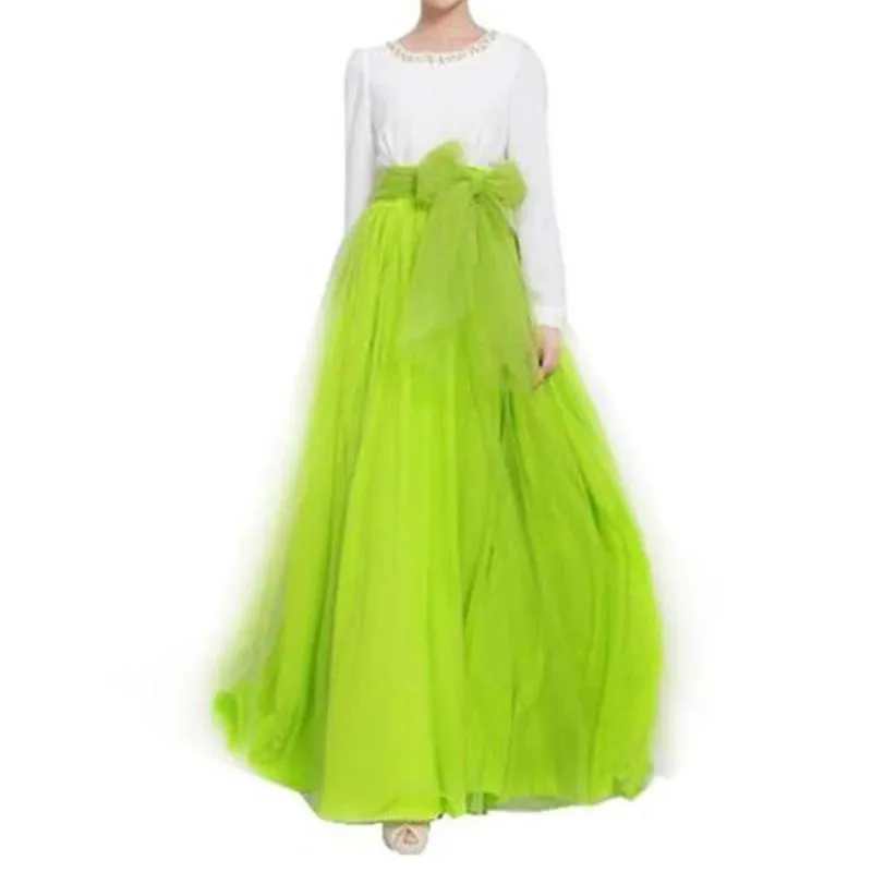 T-Shirt femme jupes Maxi jupe longue automne femmes Tulle jupes mariage demoiselle d'honneur Tutu jupe robe de bal jupes vertes