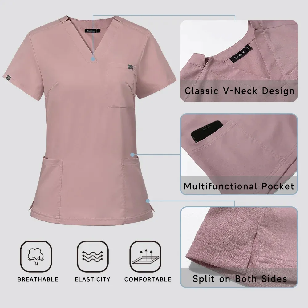 fig scrub sets Multicolor Scrubs Uniform Short Sleeve TopsPants Nursing Women fig scrub set Pet Shop Doctor Scrub Surgery Workwear Set fig scrub setss 9f7