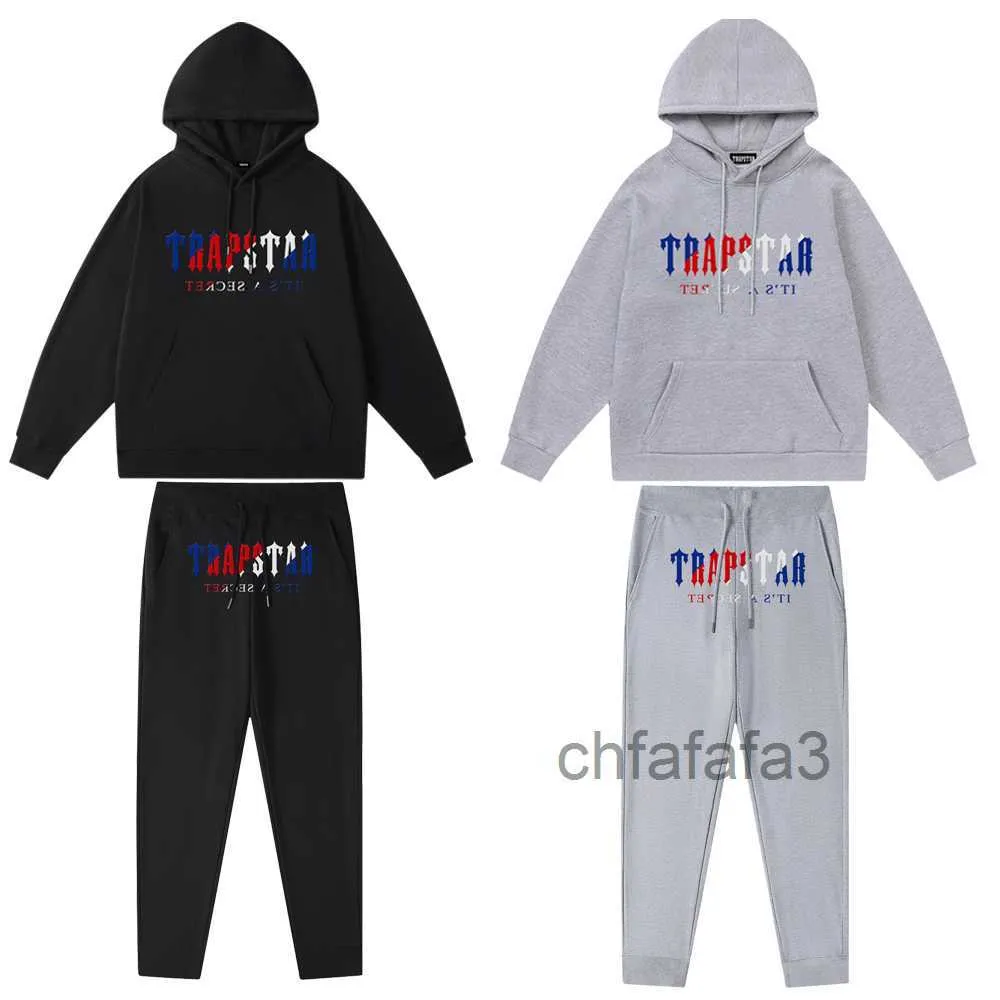 Trapstar Bluza Bluza Męska Trapstar Tracksuit 2 -częściowy z kapturem Athletic Sweatsuit krótki rękaw