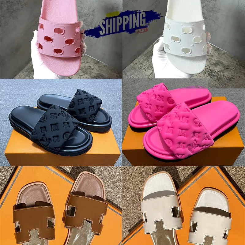 Luxus-Designer-Damen-Hausschuhe, Bloom-Hausschuhe, florale Rutschen, Eming-Gummi-Slipper, Pool-Kissen-Sandalen, Paare-Slipper, flache Flip-Flops