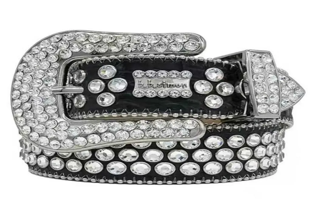 2022 DesignerBelt Simon Belts for Men Women Shiny diamond belt Black on Black Blue white multicolour with bling rhinestones as gift3406016