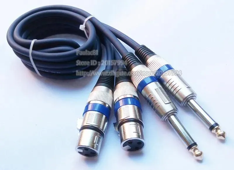 Connettori Cavi audio, doppio microfono XLR 3 pin jack per altoparlante femmina a doppio connettore mono maschio da 6,35 mm Cavo MIC circa 1 M/2 PZ