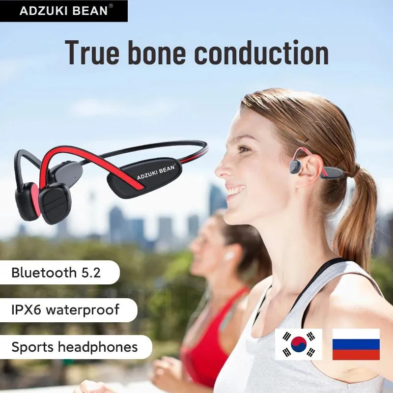 Hörlurar Adzuki Bean Bone Conducting Earphone Typec Wireless Bluetooth Waterproof Earhook Hörlurar TWS Sports Running Driving Headset