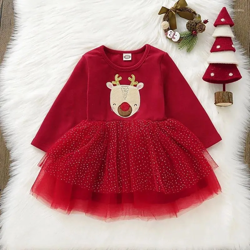 Robes de fille filles noël automne hiver 2024 robe de fête pour enfants pour bébé vêtements à manches longues Costume pour enfants 1 à 6 ans enfant en bas âge