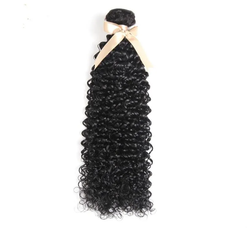 001 9A fasci di capelli umani vergini brasiliani di Remy di 828 pollici Yaki Jerry Curl Colore 1B Nero2063802