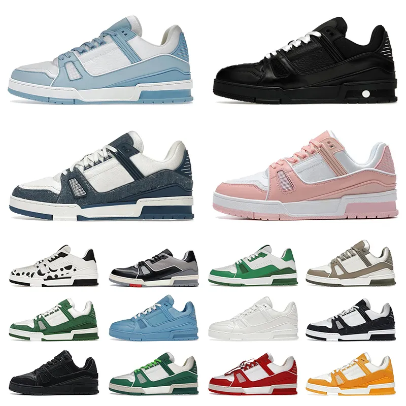 Nueva llegada Diseñador Zapatos de vestir Mujer Entrenador en relieve Zapatilla de deporte Blanco Negro Cielo Azul Verde Denim Rosa Rojo Lujos Zapatillas de deporte para mujer para hombre Entrenadores de plataforma baja