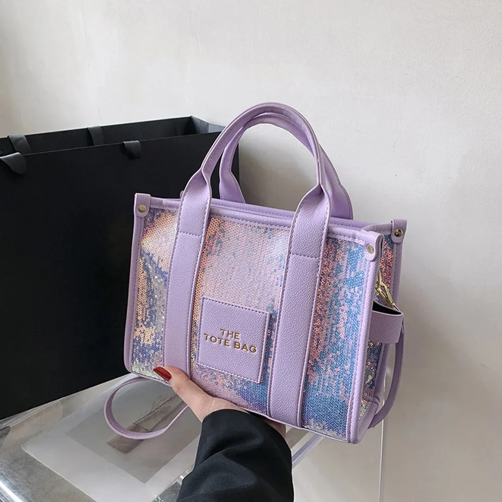 The Tote Bag Women's Fashion Printed Letter Sequins Handbag Luxury Brand Shoulder Crossbody Bags Shopping Classic 2023 240102