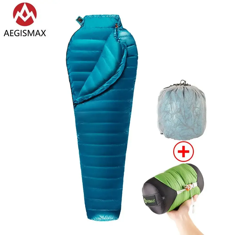 AEGISMAX M2 Uppgradering Ultralight Mummy 95%vit gås ner sovsäck utomhus camping vandring helt foderstruktur 240102