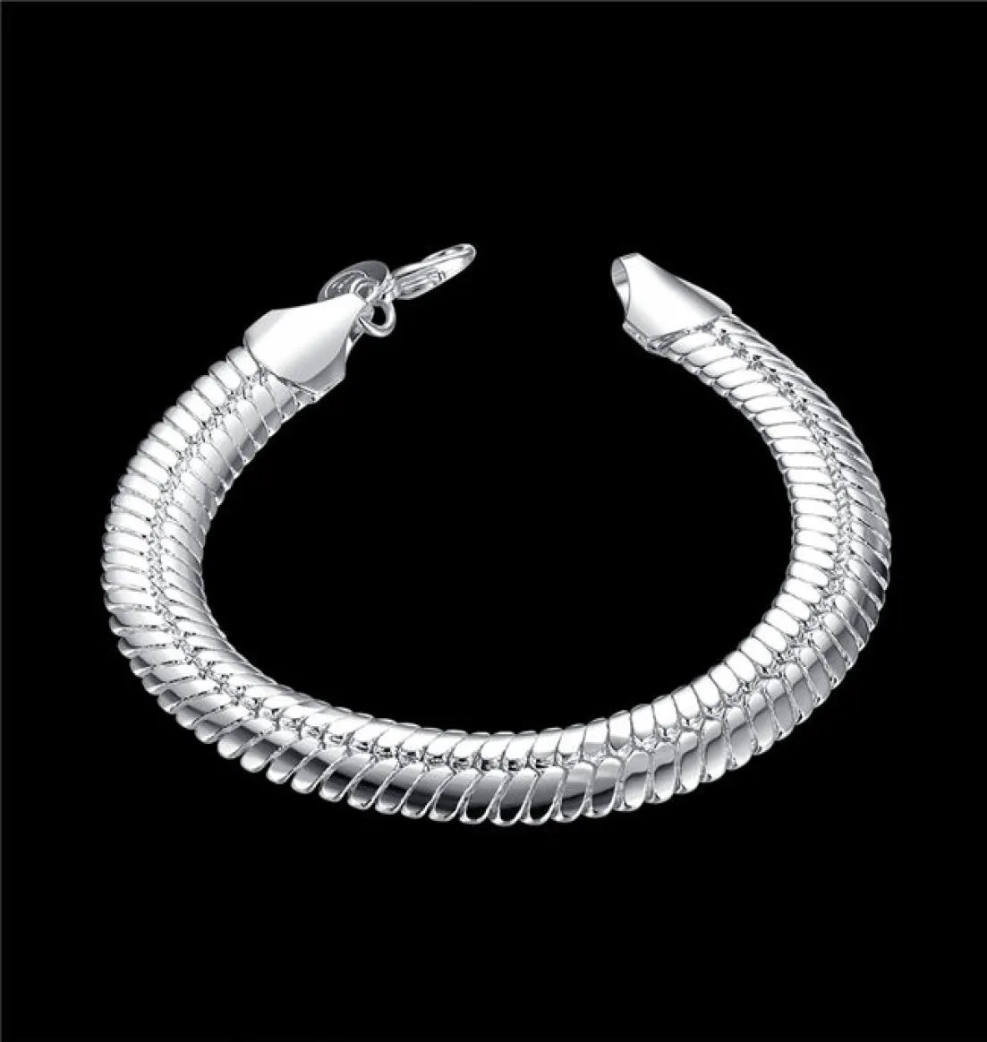 هدية الزفاف! سوار مسطح 10M - ME 925 Silver Bracelet JSPB231 ، Beast Gift Men and Women Sterling Silver Chain Bracelets5082750