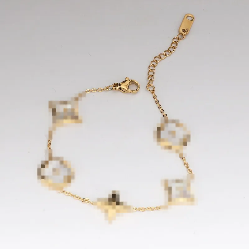 Novo conjunto de pulseira de trevo com cinco flores, conjunto de ouro fritillaria estilo instagram, pulseira de trevo personalizada, joias para presente de dia dos namorados