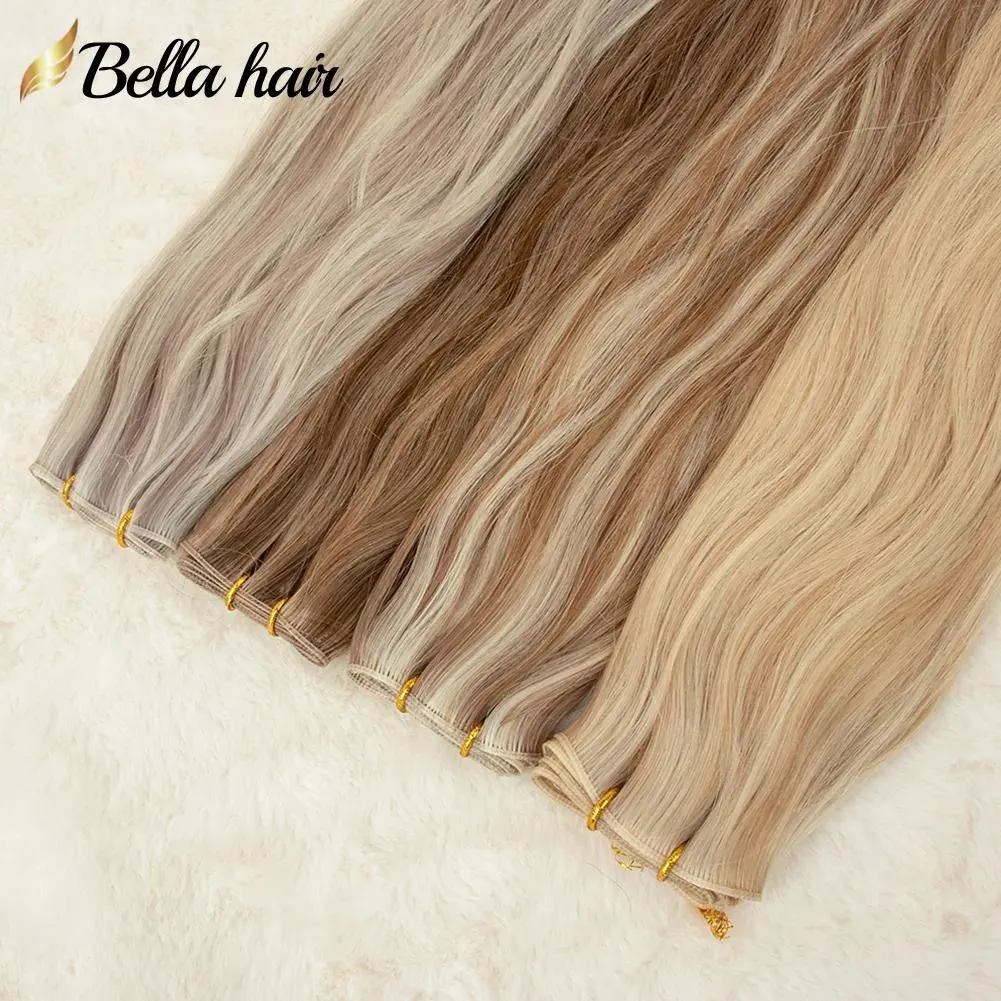 peças costurar em extensões de trama de cabelo marrom loira trama extensão de cabelo real humano macio sedoso em linha reta balayage castanha marrom loira 1628in