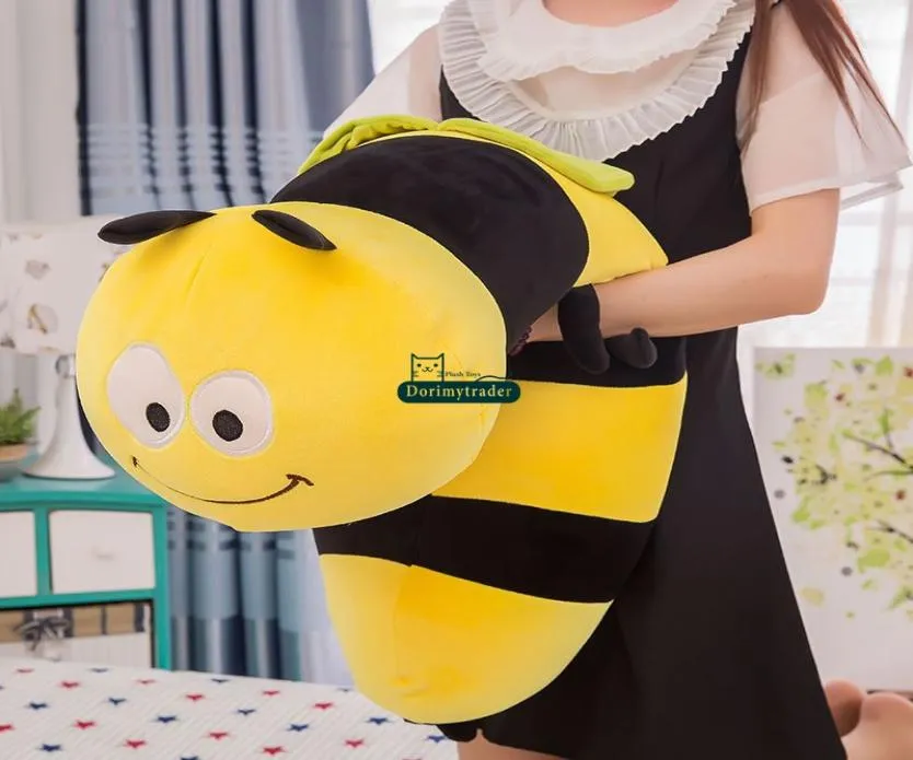 Dorimytrader big new lovely animal little bee plush doll stuffed cartoon yellow honeybee toy pillow gift for kids decoration DY6186111011