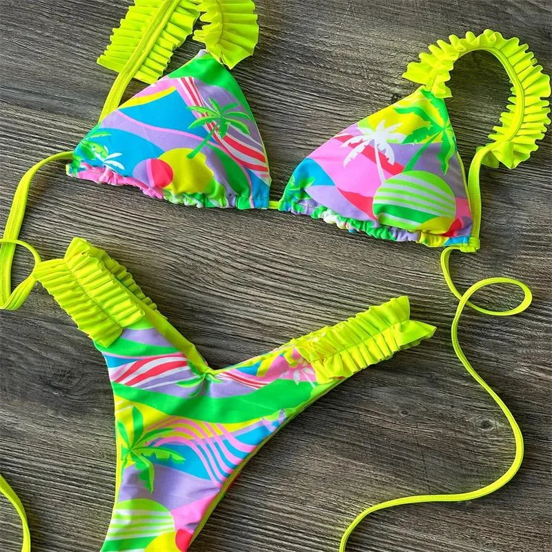 Ruffle Bikinis 2024 Sexy Women Swimsuit Swimwear Female Thong Brazilian