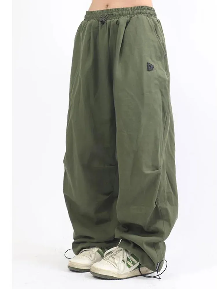 HOUZHOU Oversized Cargo Parachute Pants Women Japanese Style Gorpcore Wide Leg Joggers Hippie Baggy Vintage Sweatpants Trousers 240102