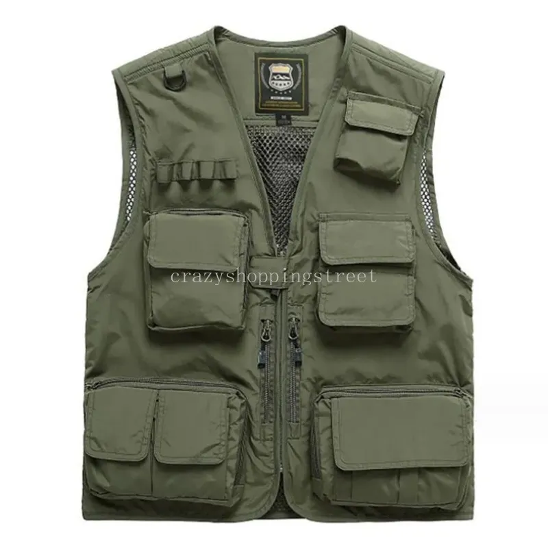 Gilet da uomo Gilet da lavoro Uomo Multitasche Sport Abbigliamento maschile Motociclista Abbigliamento uomo Campeggio Arrampicata Estate Zip UP