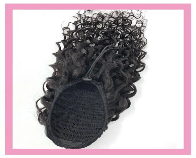 Water Wave Ponytails 826inch Brazilian 100 Virgin Human Hair Water Curly 100g Natural Black 1B Pony Tail6702689