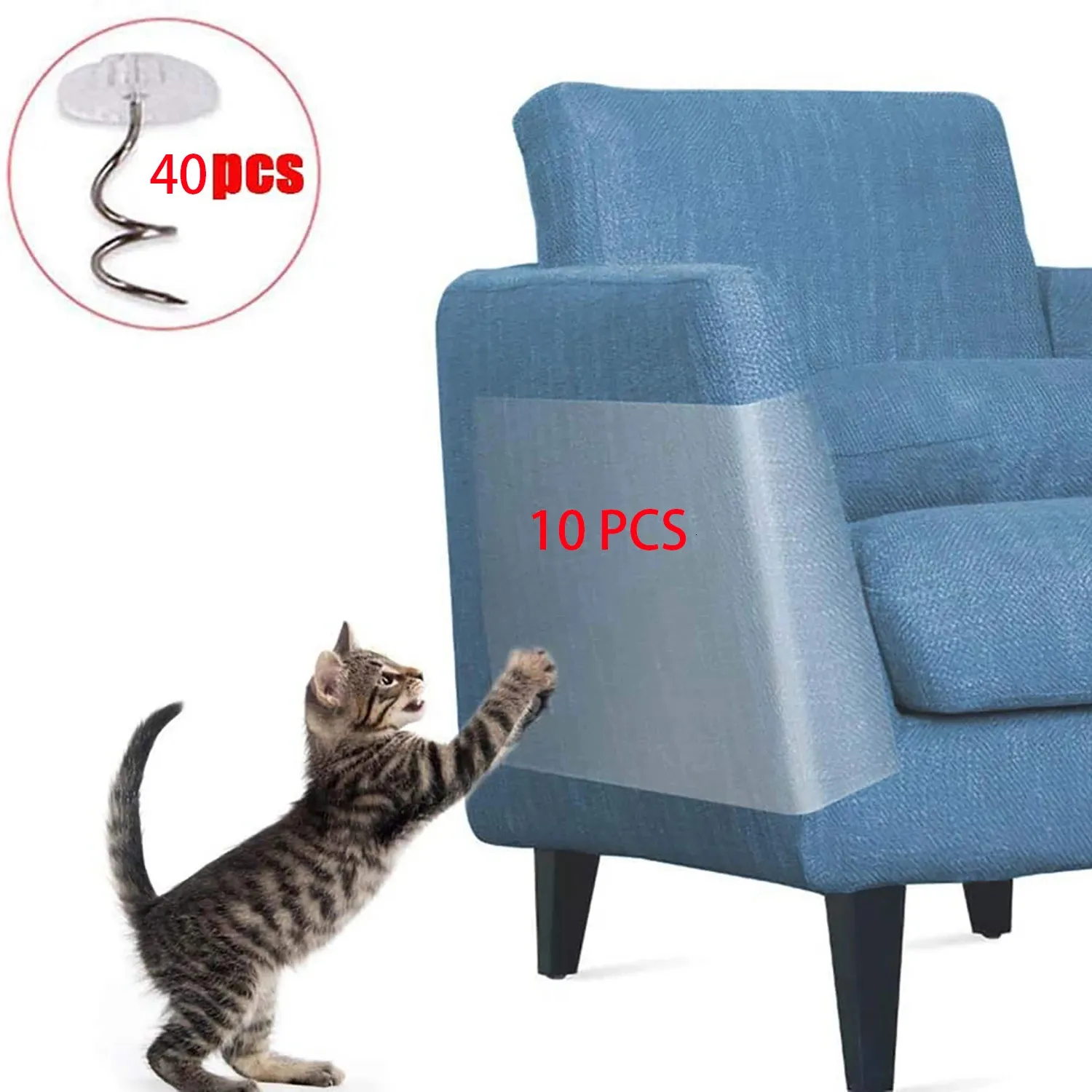 10pcs Cat Scratcher Anti Pet Rapting Odstraszający Taśma Ochrażnik Drzwi Drewniane sofa Scraper Post Meble Couch Couch Dibet 240103