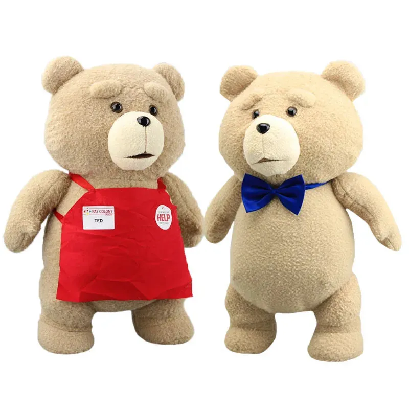 46 cm TED film en peluche ours en peluche 2 jouets de poupée dans les styles de tablier doux animaux en peluche poupées pour enfants cadeau 240103